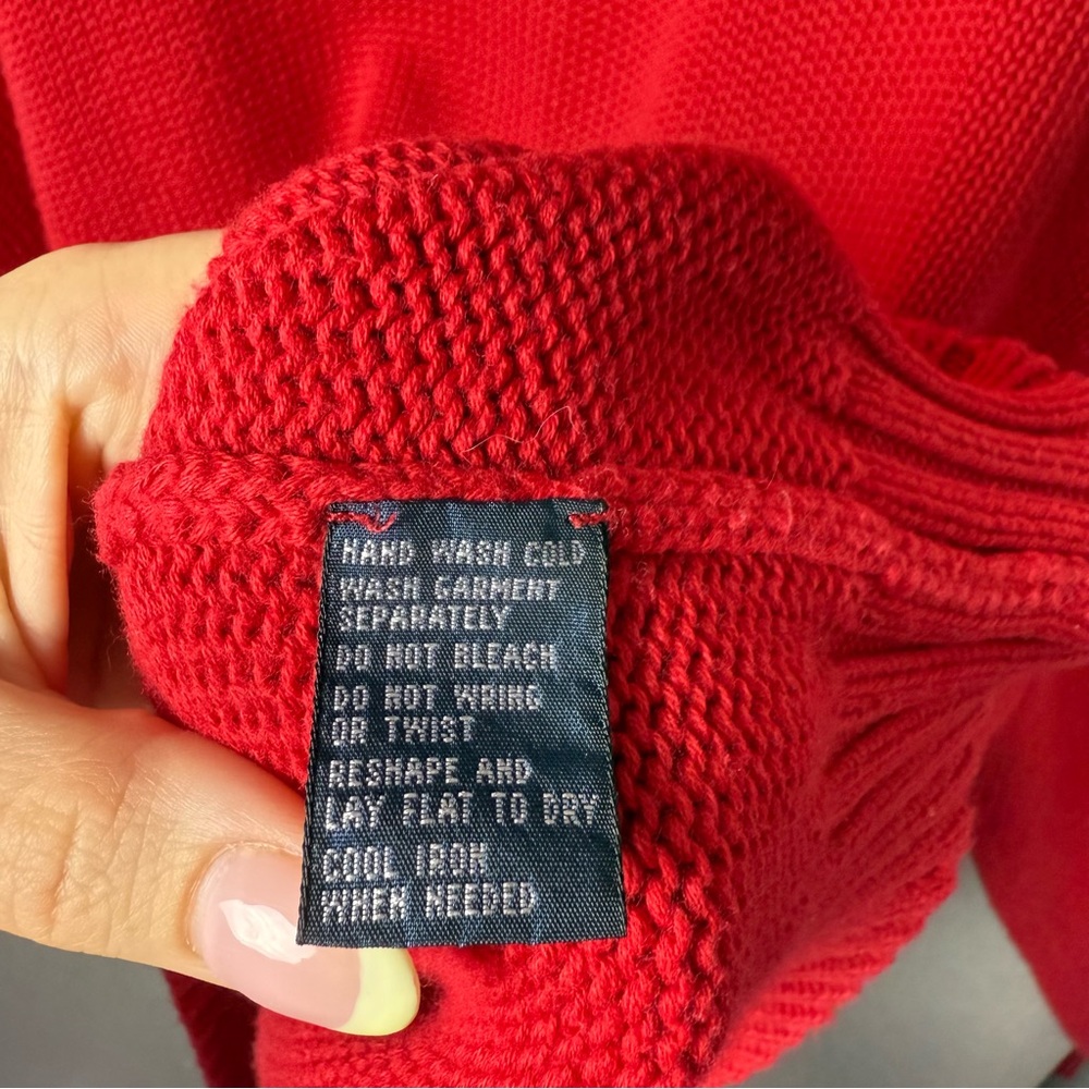 Vintage Polo Ralph Lauren Sweater Mens XL Red Chunky Knit Preppy Holiday Office - Picture 6 of 8